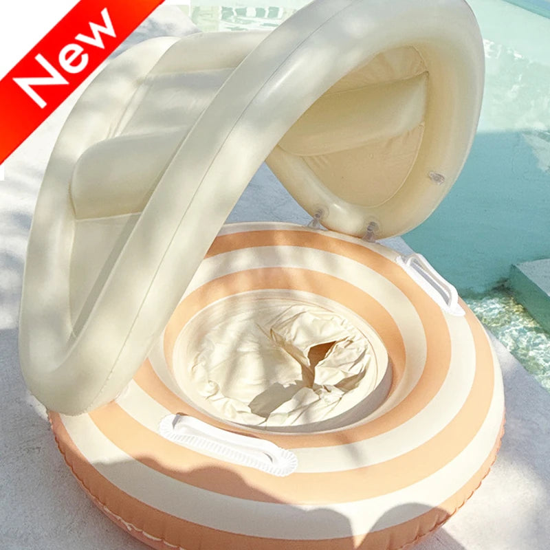 Inflatable Swim Ring with Detachable Sunshade