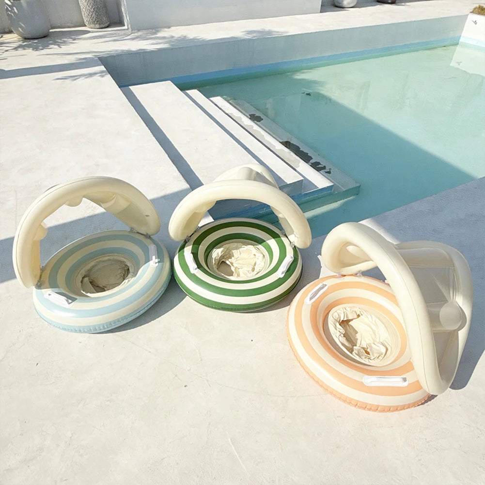 Inflatable Swim Ring with Detachable Sunshade